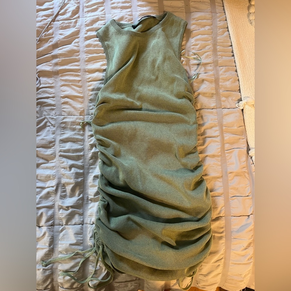 Green Ruched Mini Dress